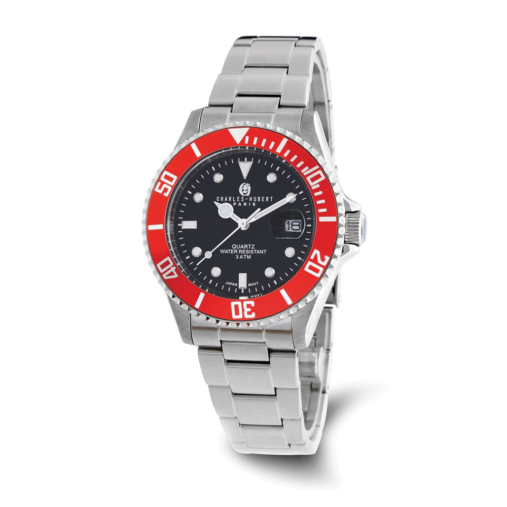 Charles Hubert Stainless Steel Black Dial Watch