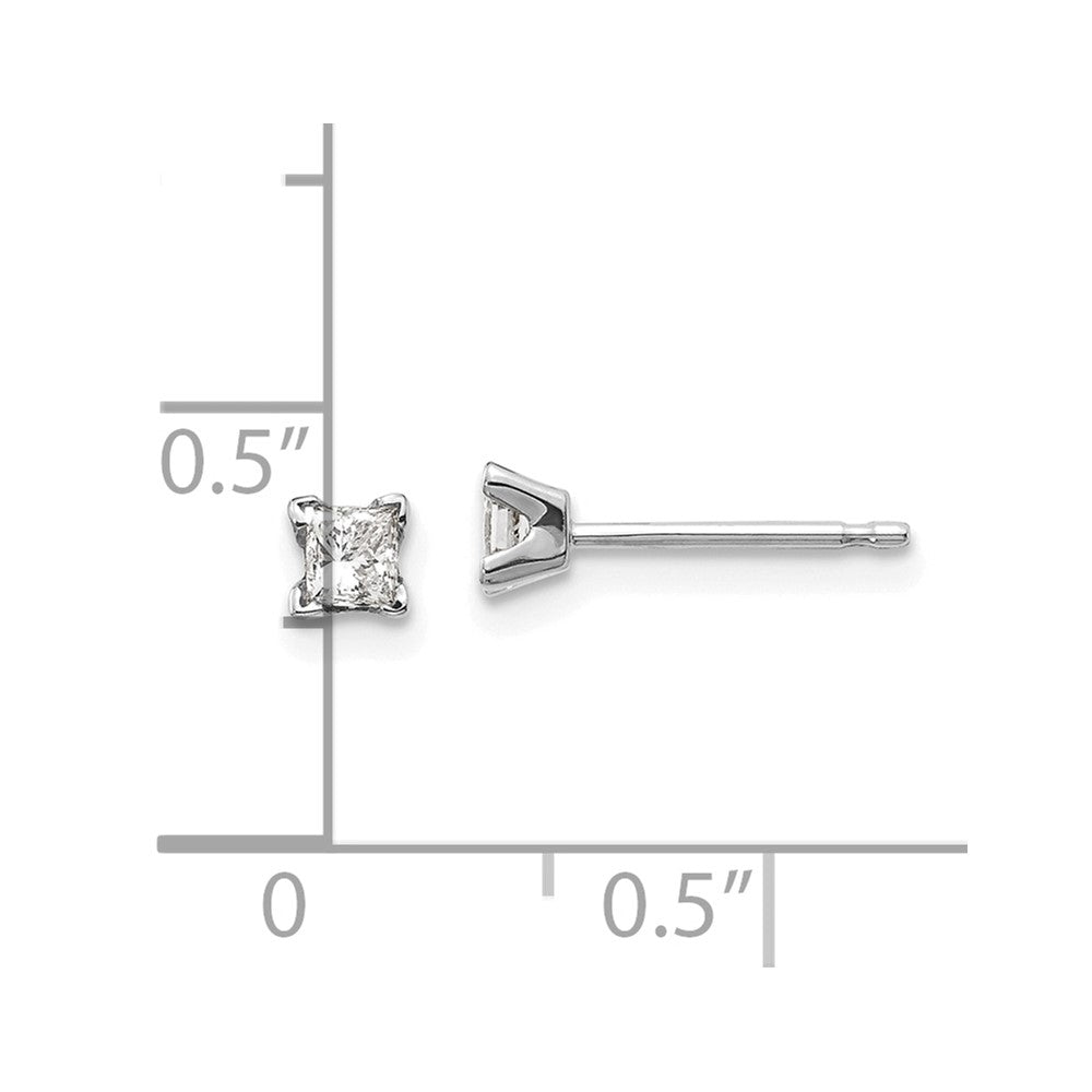 14k White Gold AAA Quality Complete Princess Cut Diamond Earring