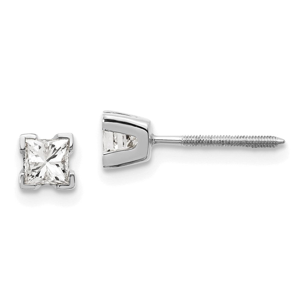 14k White Gold AAA Quality Complete Princess Cut Diamond Earring