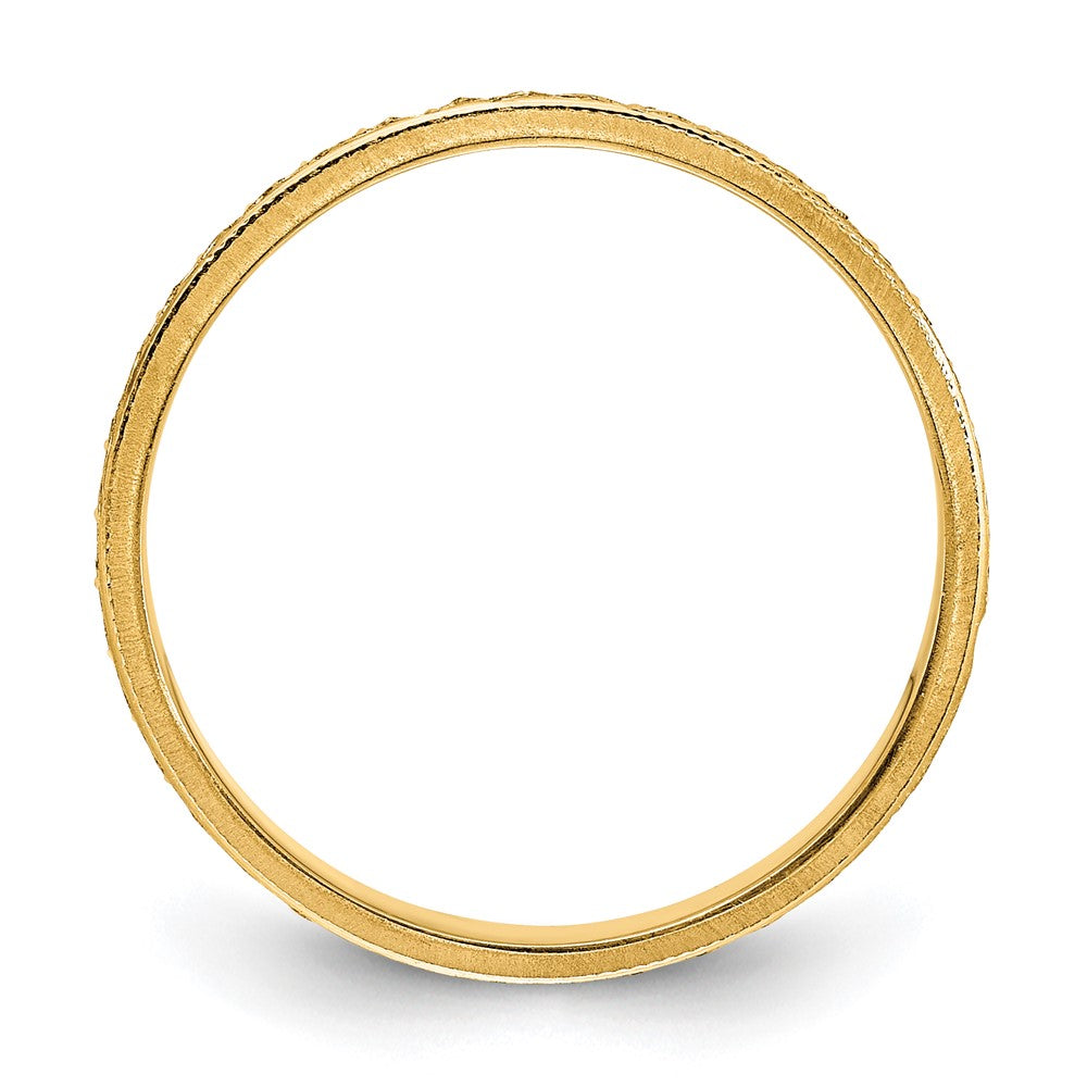 14k 3mm Design Etched Wedding Band Size 5.5
