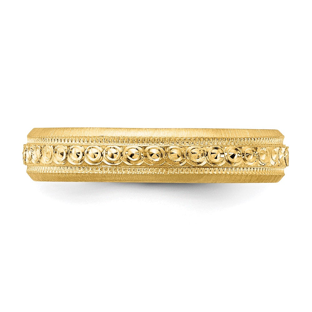 14k 3mm Design Etched Wedding Band Size 8