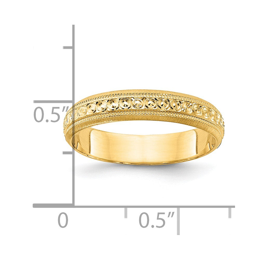 14k 3mm Design Etched Wedding Band Size 8