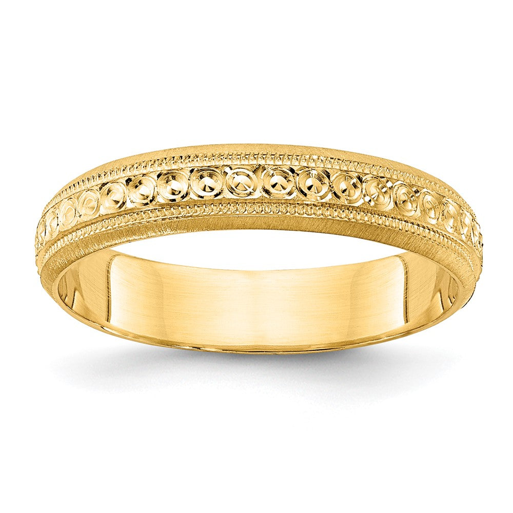 14k 3mm Design Etched Wedding Band Size 8