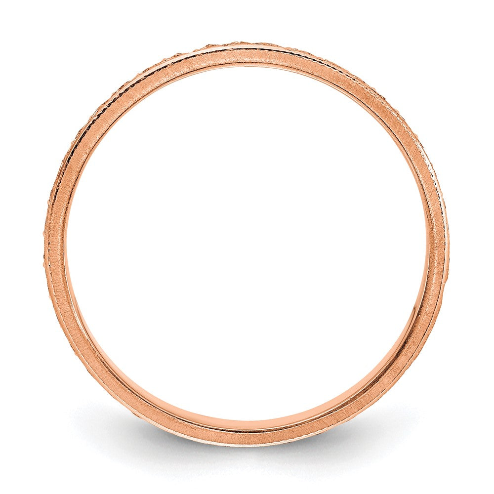 14k Rose Gold 3mm Design Etched Wedding Band Size 6.5