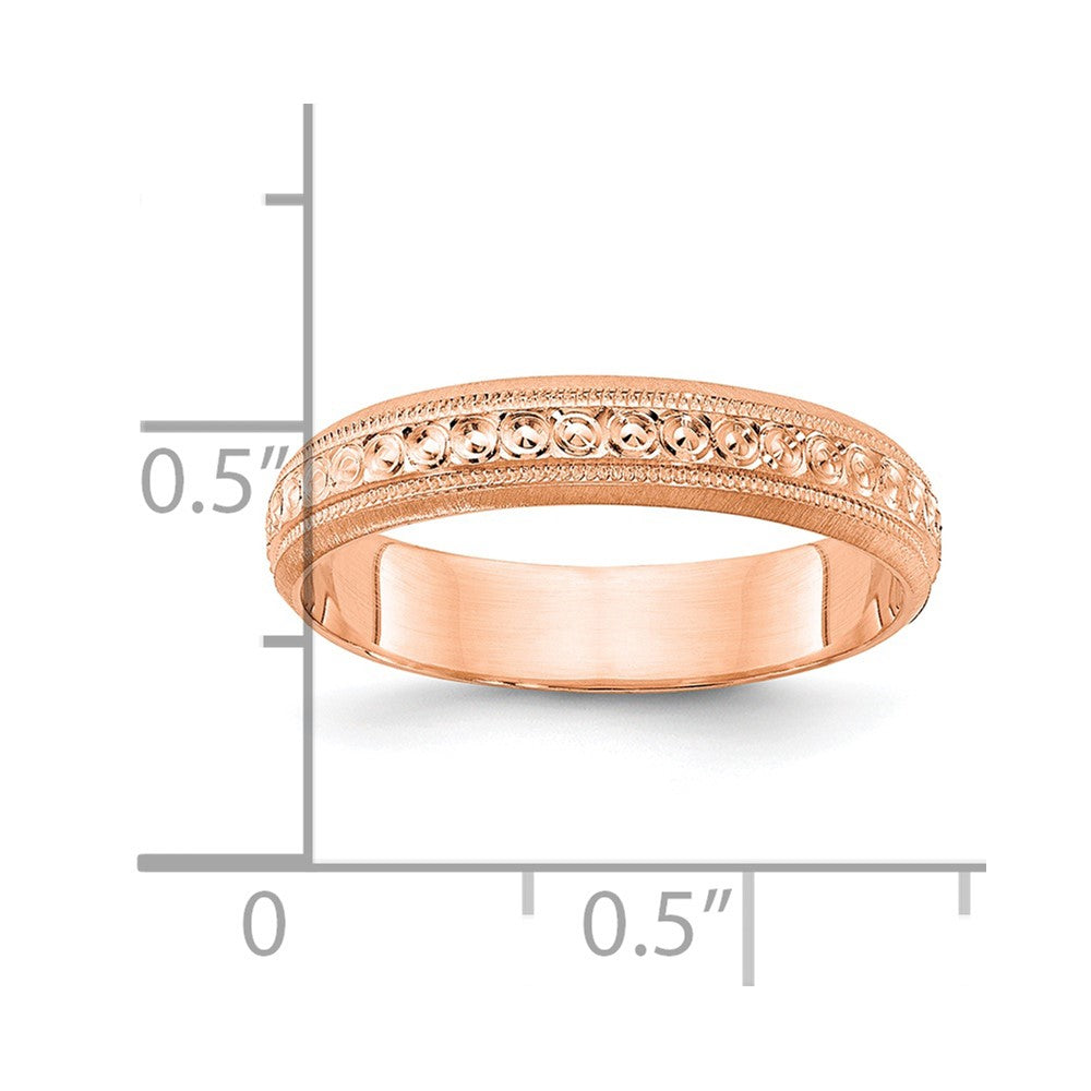 14k Rose Gold 3mm Design Etched Wedding Band Size 5