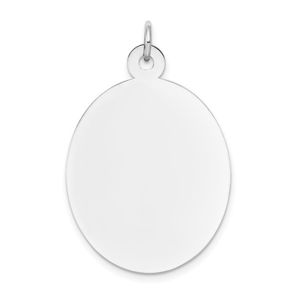 14k White Gold Plain .035 Gauge Oval Engravable Disc Charm