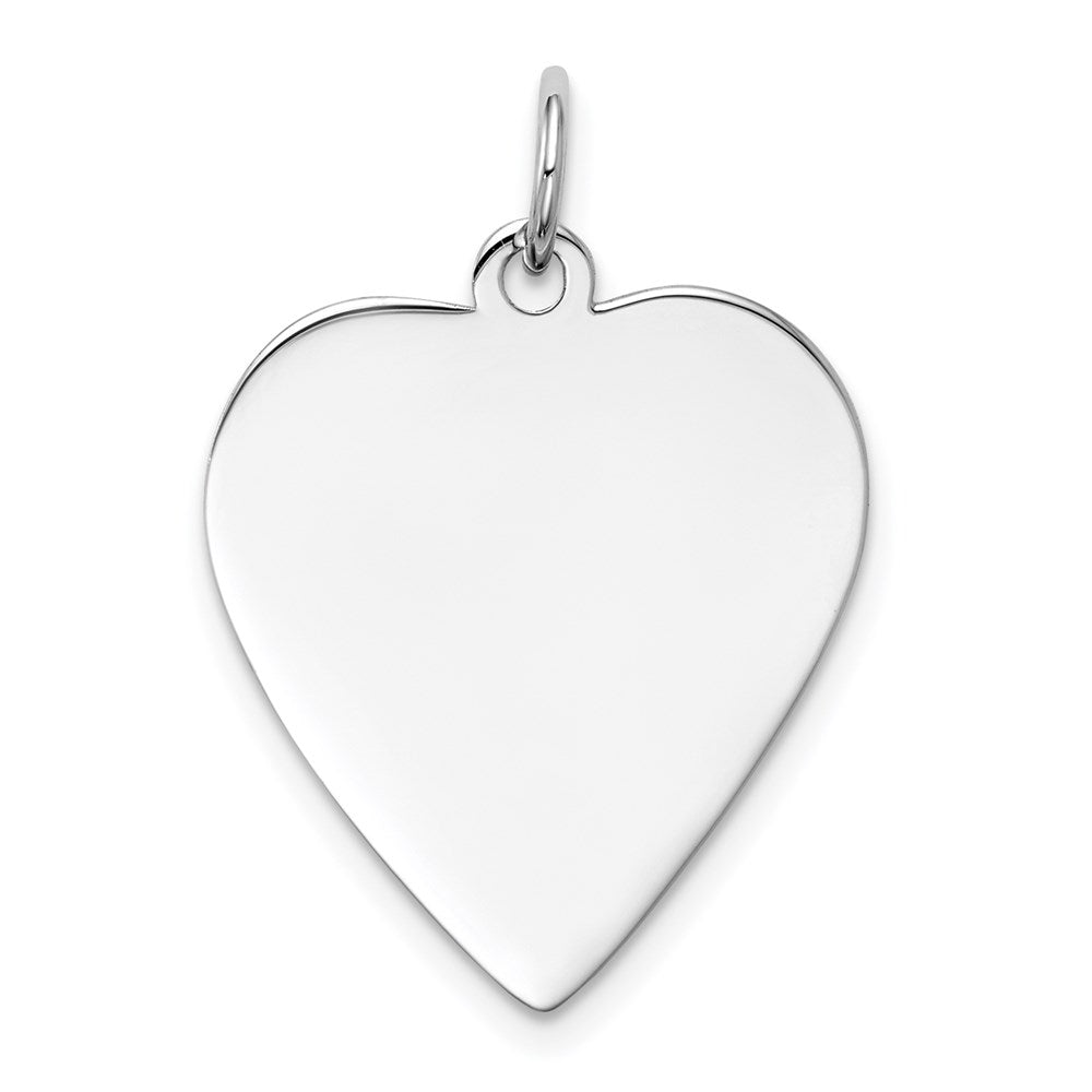 14k White Gold Plain .018 Gauge Engravable Heart Charm