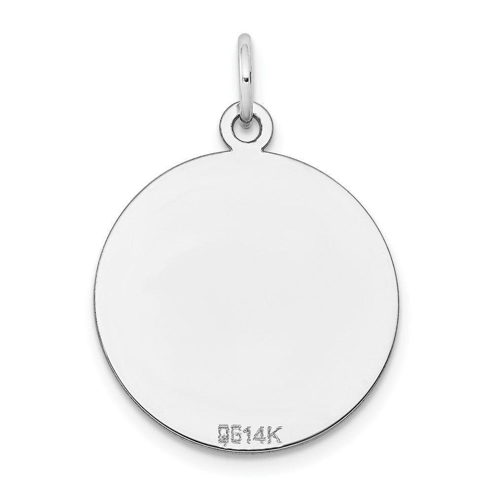 14k White Gold Plain .011 Gauge Round Engravable Disc Charm