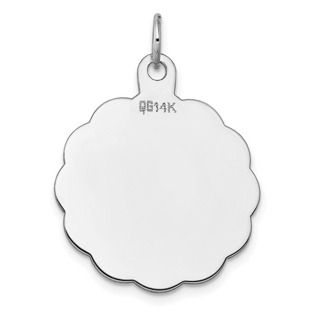14k White Gold .011 Gauge Engraveable Scalloped Disc Charm