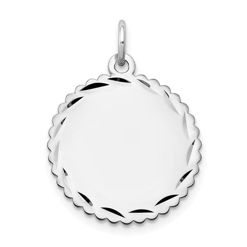 14k White Gold .027 Gauge Engraveable Scalloped Disc Charm
