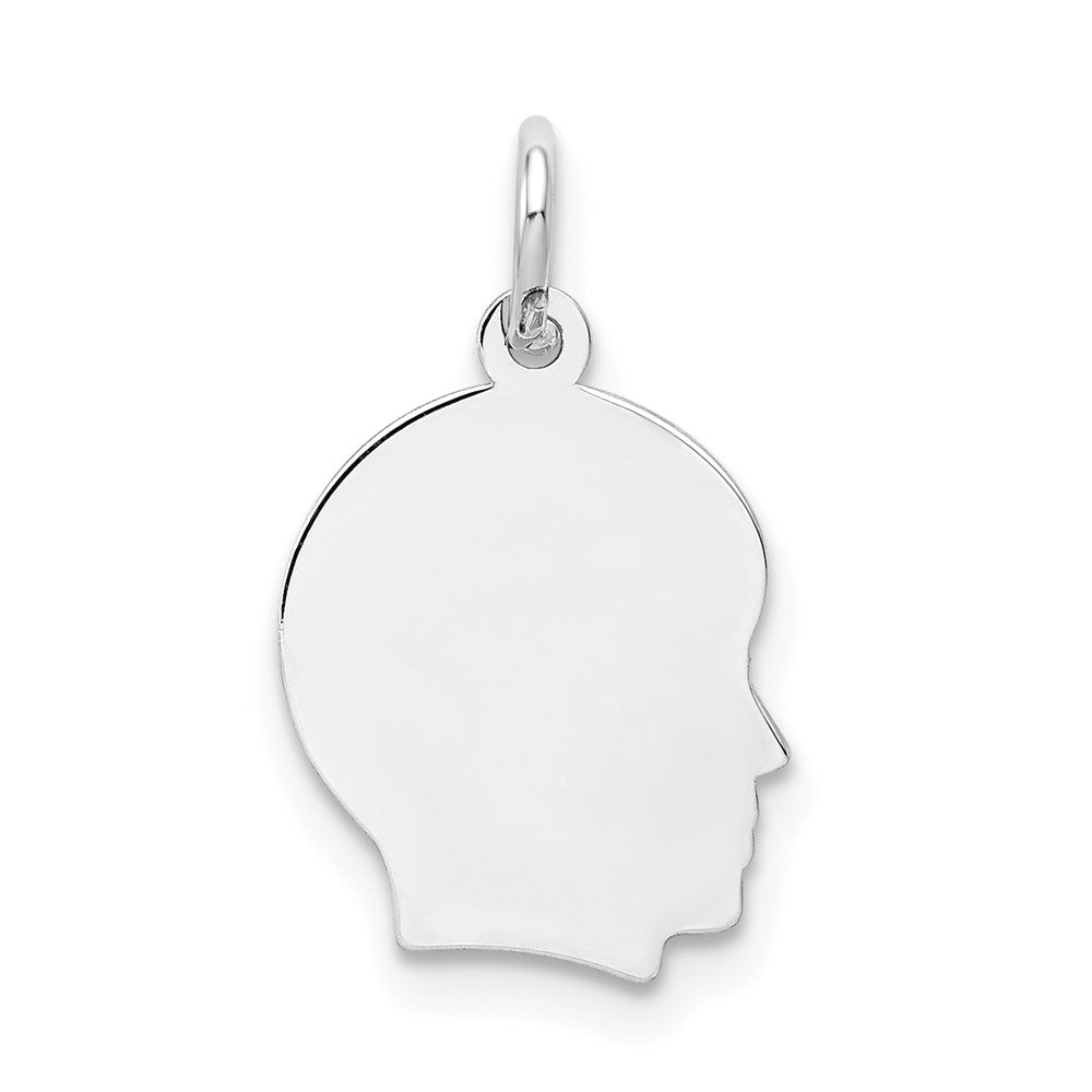14k White Plain Small.018 Depth Facing Right Engravable Boy Charm