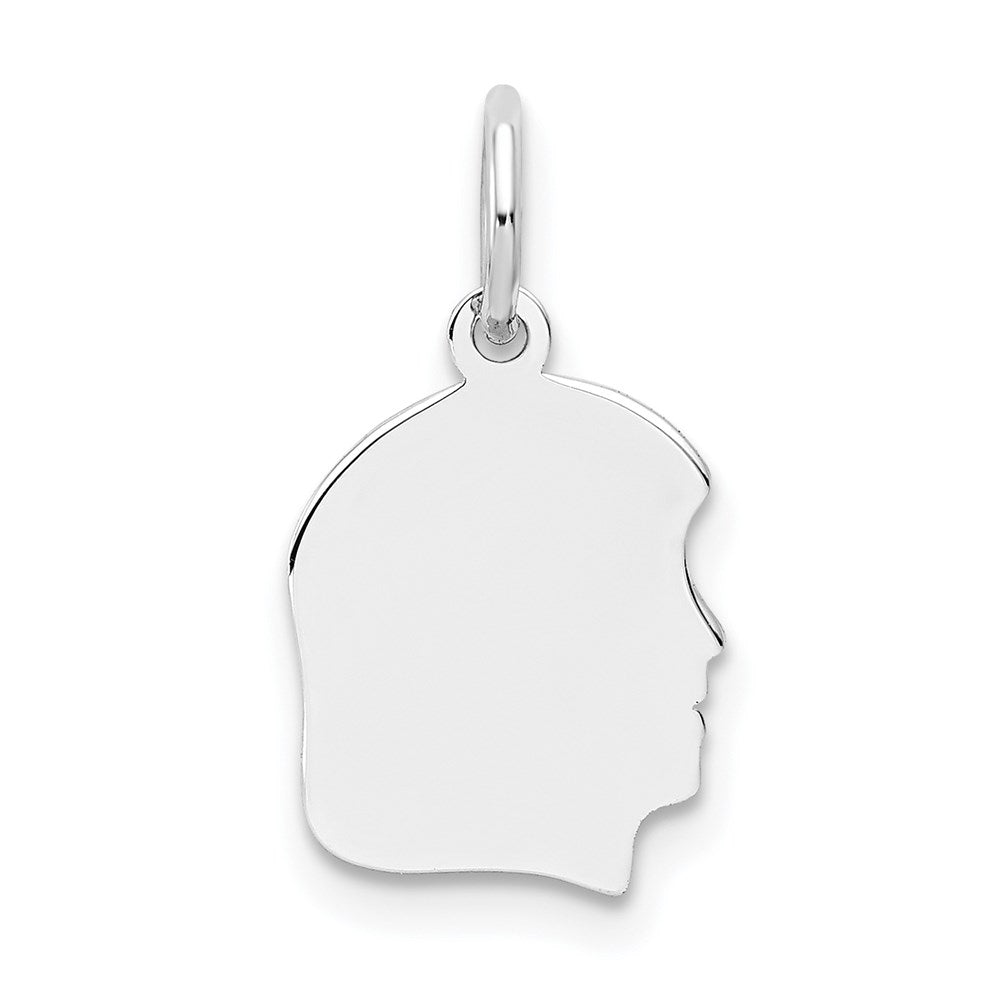 14k White Plain Small.027 Depth Facing Right Engravable Girl Charm