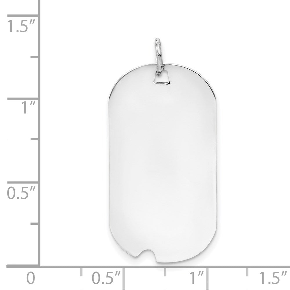 14k White Gold Plain .035 Gauge Engravable Dog Tag w/Notch Disc