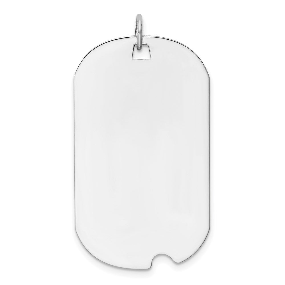 14k White Gold Plain .013 Gauge Engravable Dog Tag w/Notch Disc