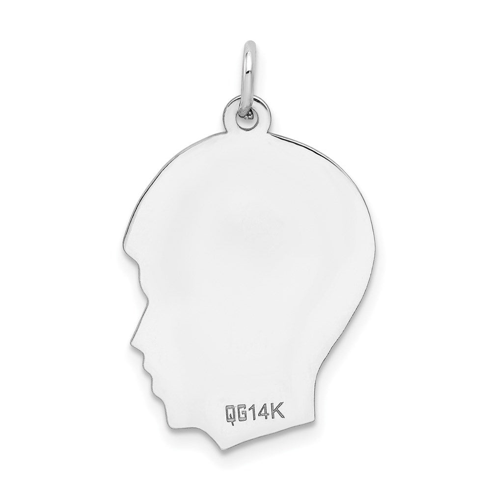 14k White Plain Medium.035 Depth Facing Right Engravable Boy Charm