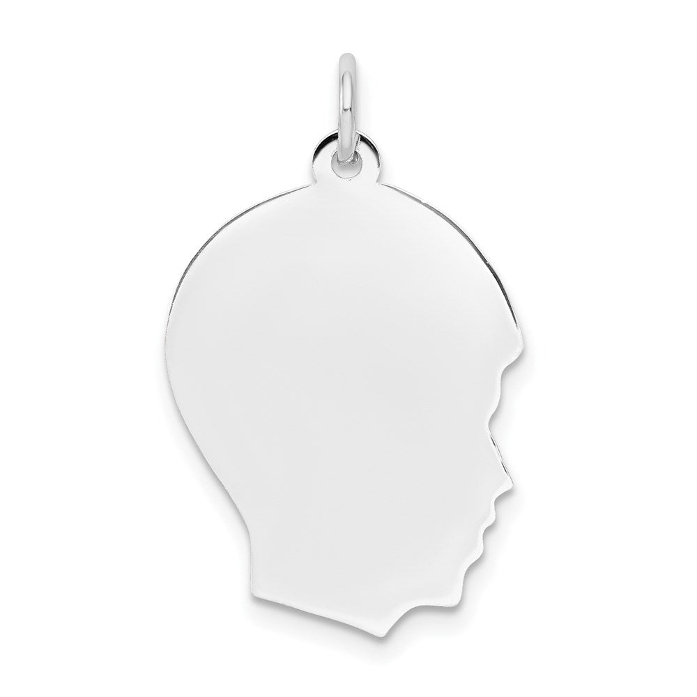 14k White Plain Medium.009 Depth Facing Right Engravable Boy Charm