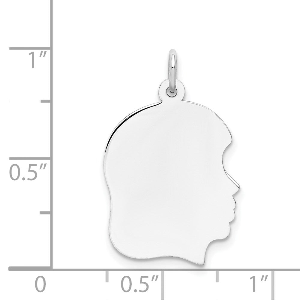 14k White Plain Medium.009 Depth Facing Right Engravable Girl Charm
