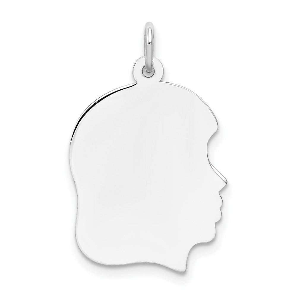 14k White Plain Medium.009 Depth Facing Right Engravable Girl Charm
