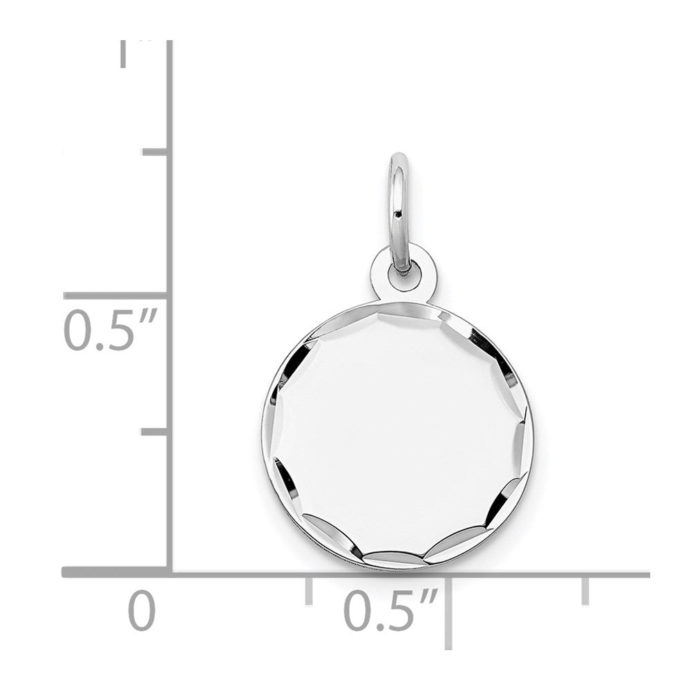14k White Gold Etched .018 Gauge Engraveable Round Disc Charm