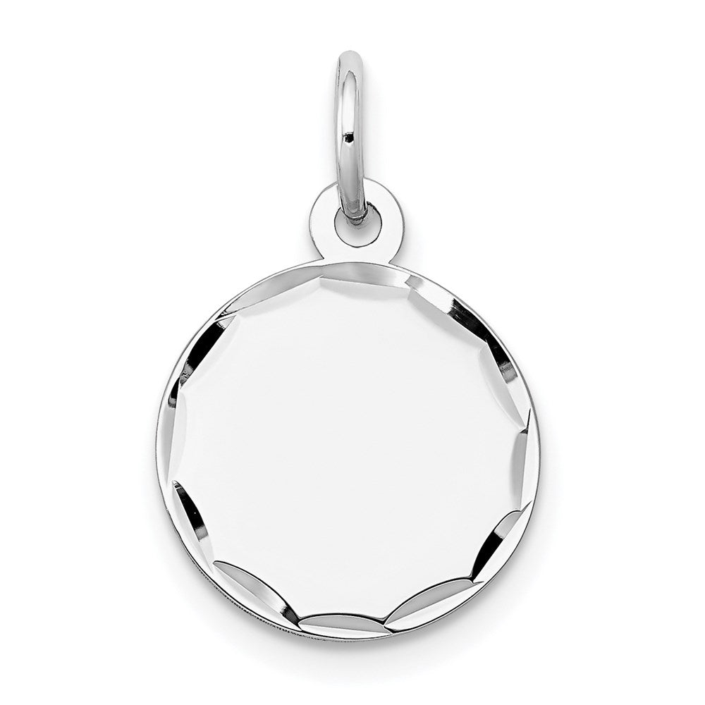 14k White Gold Etched .011 Gauge Engraveable Round Disc Charm