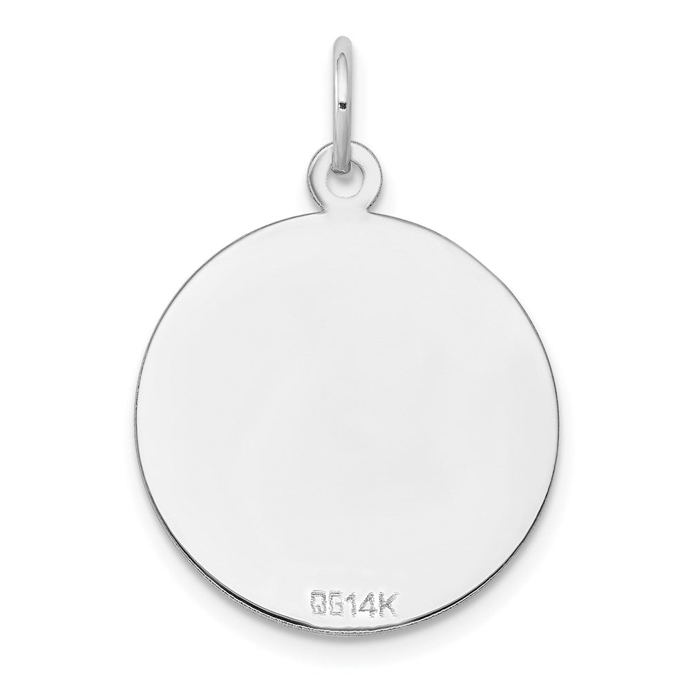 14k White Gold Etched .027 Gauge Engraveable Round Disc Charm