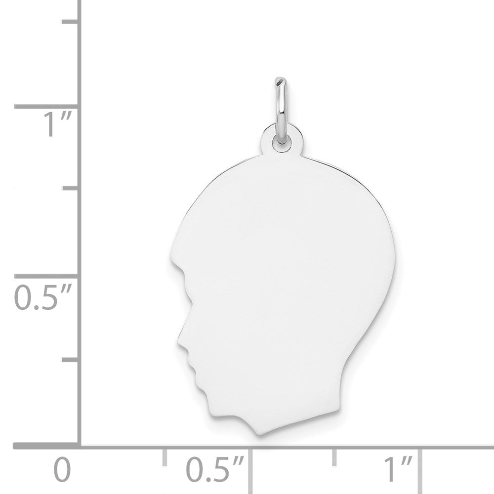 14k White Plain Medium.009 Depth Facing Left Engravable Boy Charm