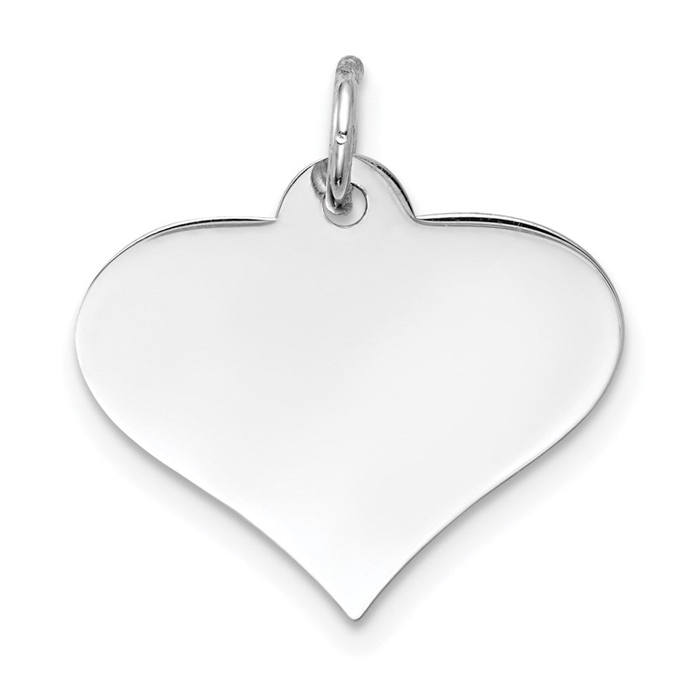 14k White Gold Plain .018 Gauge Engraveable Heart Disc Charm