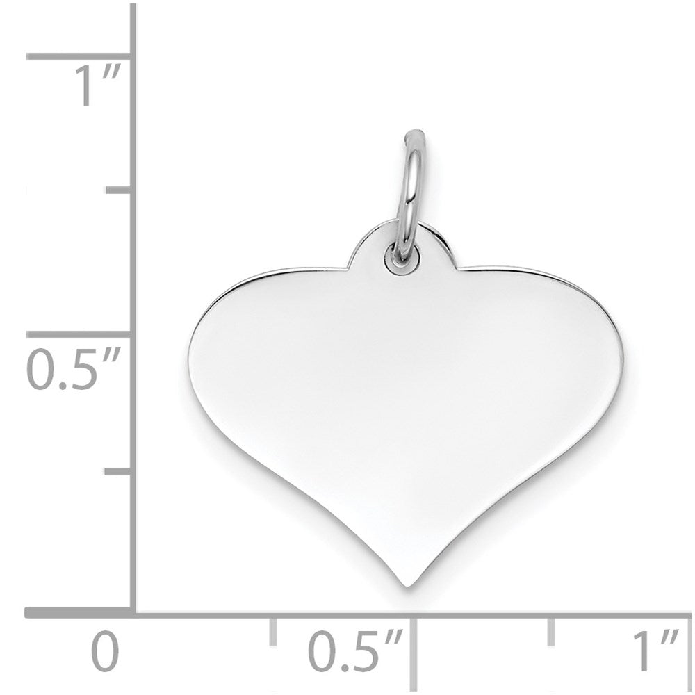 14k White Gold Plain .013 Gauge Engraveable Heart Disc Charm