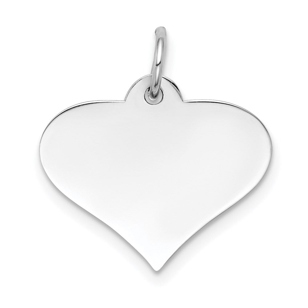 14k White Gold Plain .013 Gauge Engraveable Heart Disc Charm