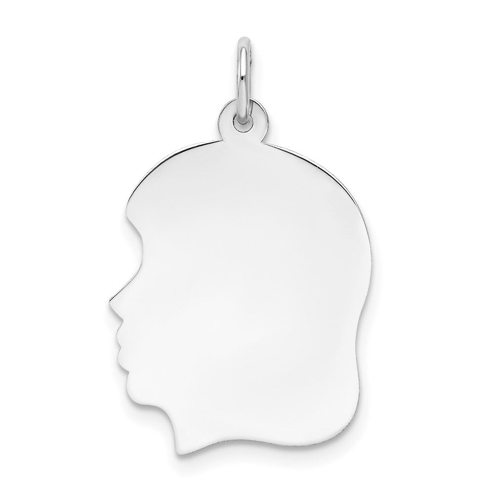 14k White Plain Medium.035 Depth Facing Left Engravable Girl Charm