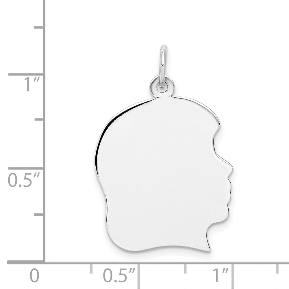 14k White Plain Large.013 Depth Facing Right Engravable Girl Charm