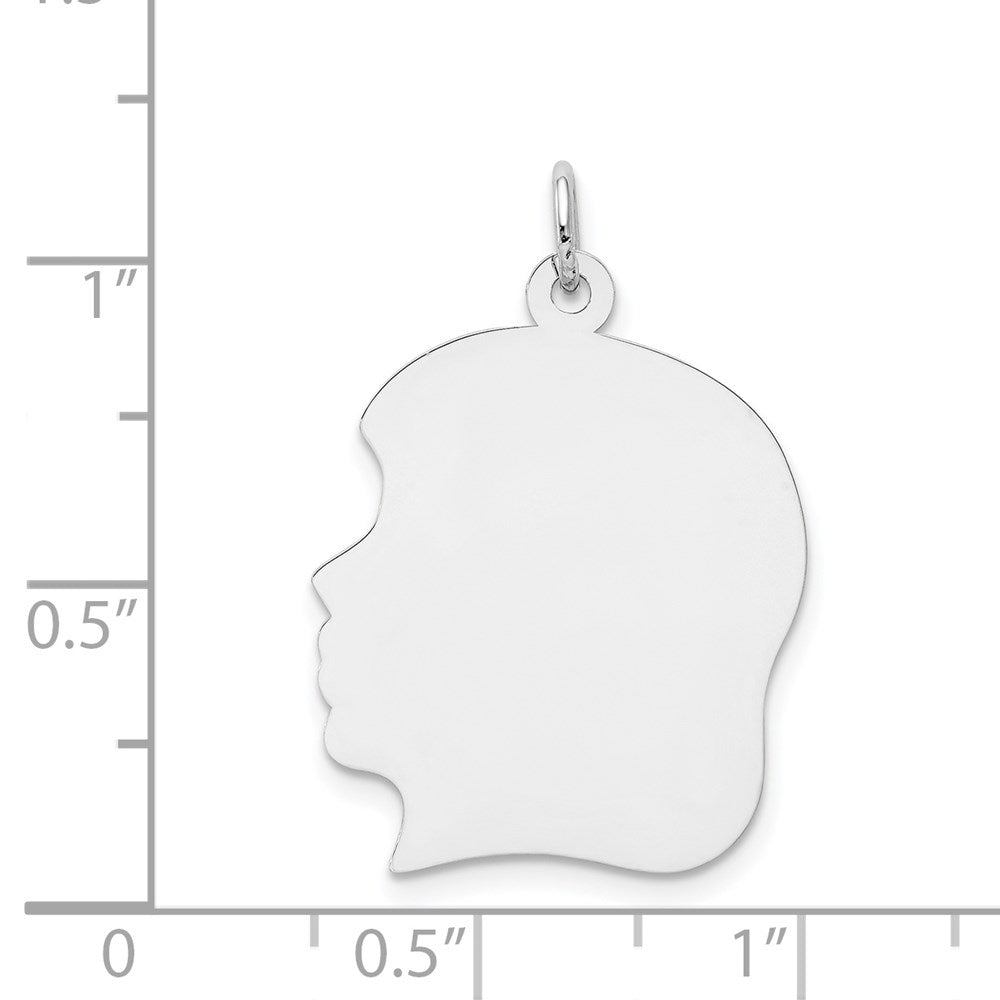 14k White Plain Large.018 Depth Facing Left Engravable Girl Charm