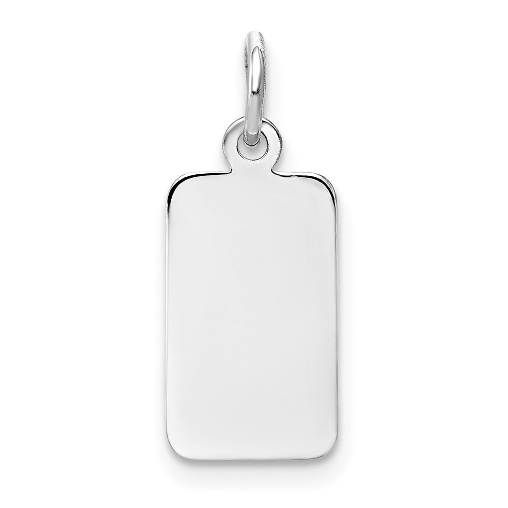 14k White Gold Plain .018 Gauge Rectangular Engravable Charm
