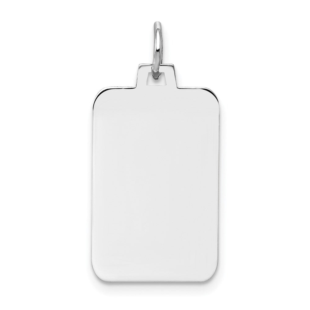 14k White Gold Plain .013 Gauge Rectangular Engravable Charm