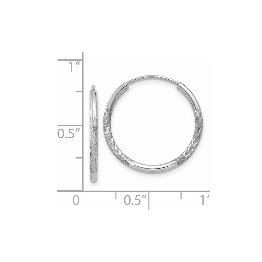 14k White Gold 1.5mm Diamond-cut Endless Hoop Earrings