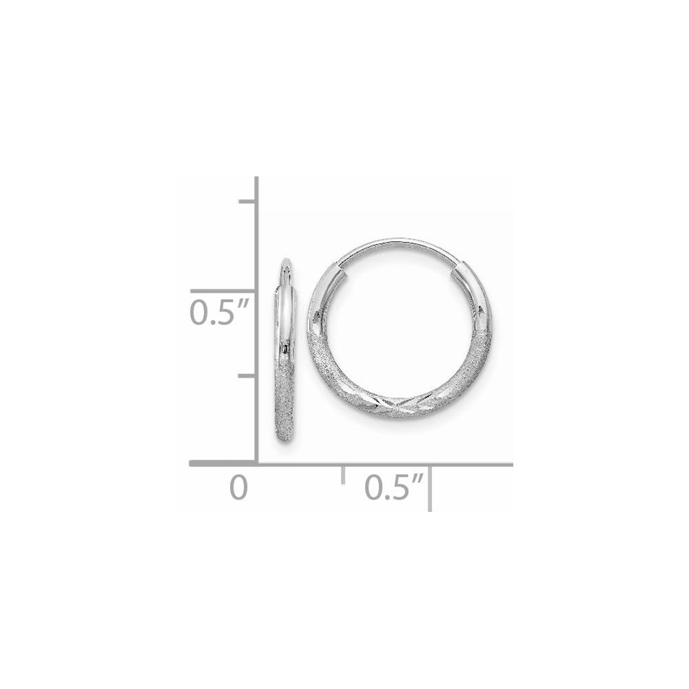 14k White Gold 1.5mm Diamond-cut Endless Hoop Earrings