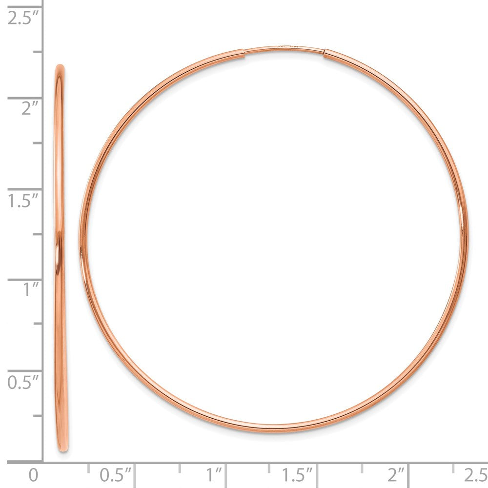 14k Rose Gold 1.2mm Polished Endless Hoop Earrings