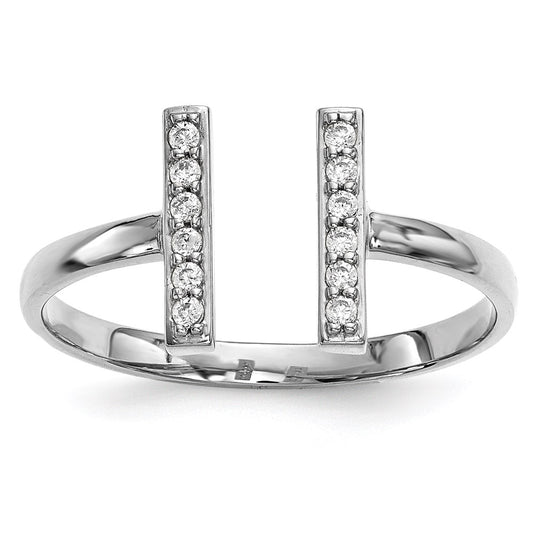 14k White Gold Diamond Double Bar Ring