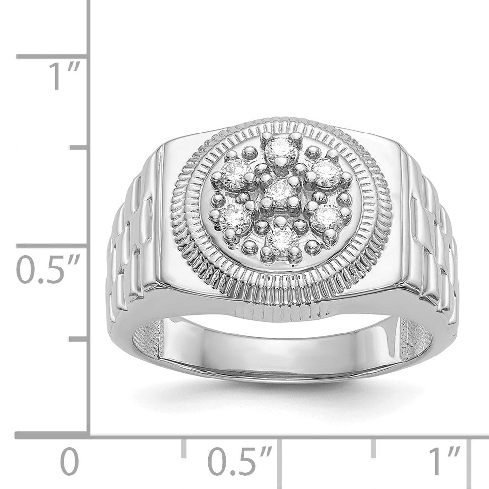 14k White Gold AAA Diamond men's ring