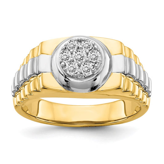14k Two-tone AAA Diamond men's ring