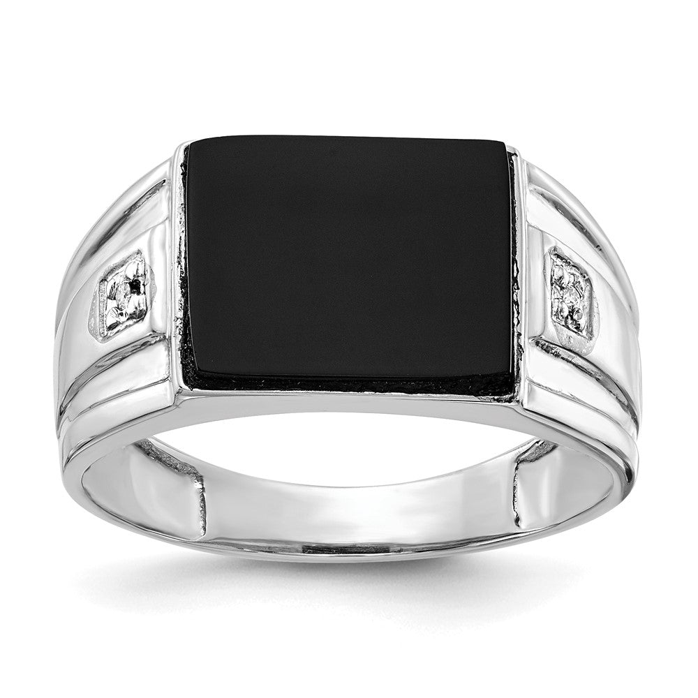 14k White Gold A Diamond men's ring