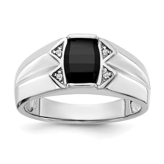 14k White Gold A Diamond Men's Ring
