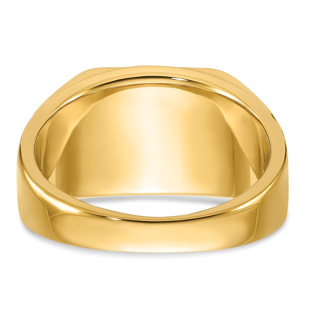14k Men's Polished and Textured with Black Enamel and Onyx Masonic Ring