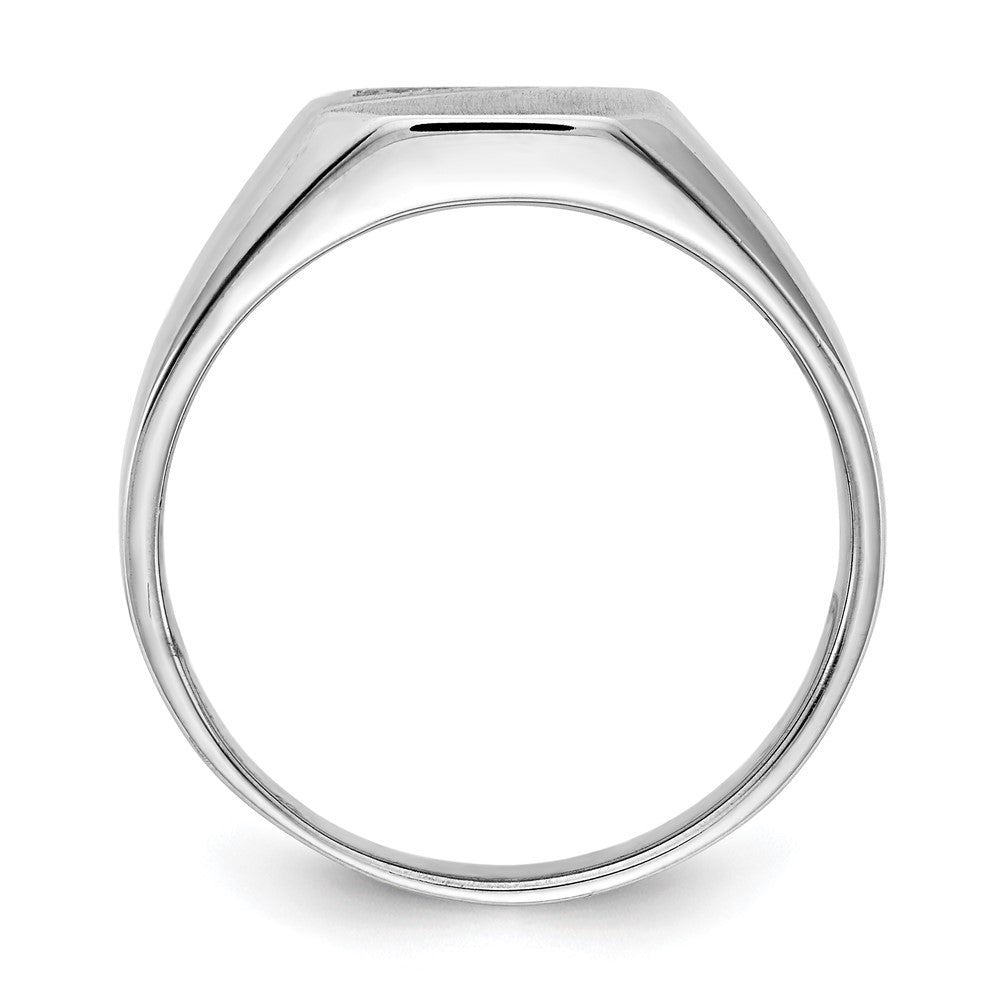 14k White Gold 9.0x10.0mm Open Back AA Diamond Signet Ring