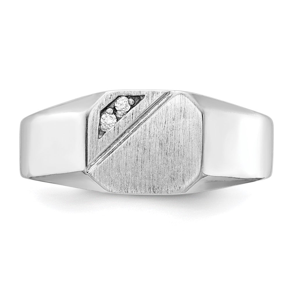 14k White Gold 9.0x10.0mm Open Back AA Diamond Signet Ring