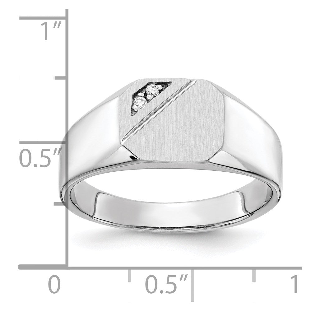 14k White Gold 9.0x10.0mm Open Back VS Diamond Signet Ring