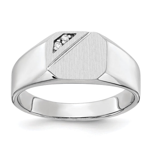 14k White Gold 9.0x10.0mm Open Back AAA Diamond Signet Ring