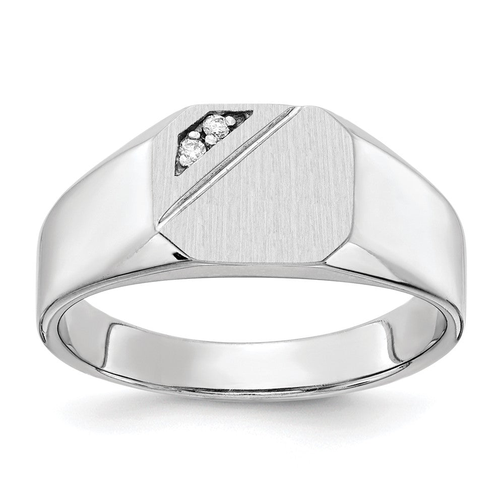 14k White Gold 9.0x10.0mm Open Back A Diamond Signet Ring