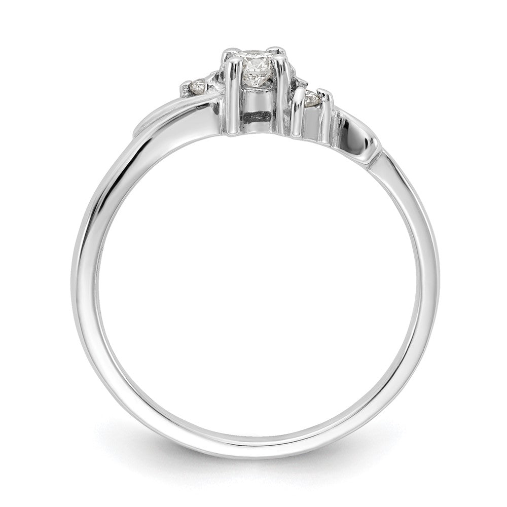14k White Gold Polished AA Diamond ring