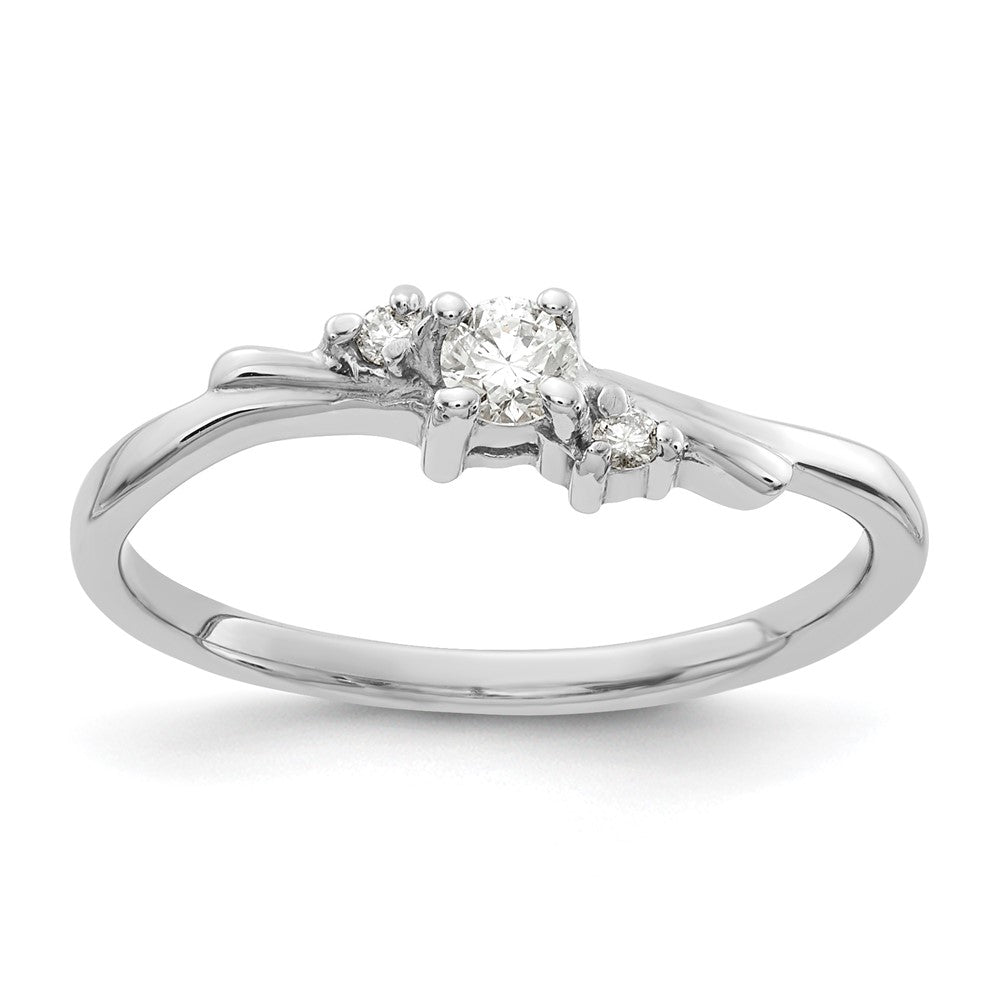 14k White Gold Polished AA Diamond ring